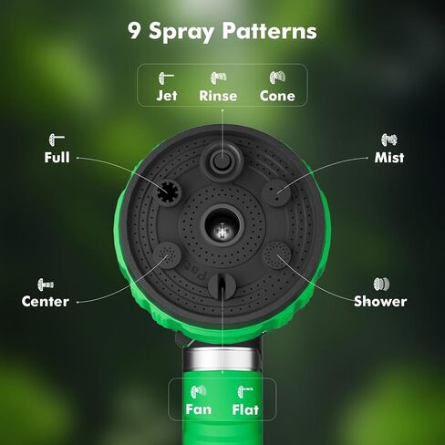 RESTMO Heavy Duty Garden Hose Nozzle, 9 Spray Patterns Water Hose Nozzle with Adjustable Spray Width & 2-Way Direction Control, High Pressure Hand Sprayer for Plants, Lawn, Car & Pet Washing in Kuwait