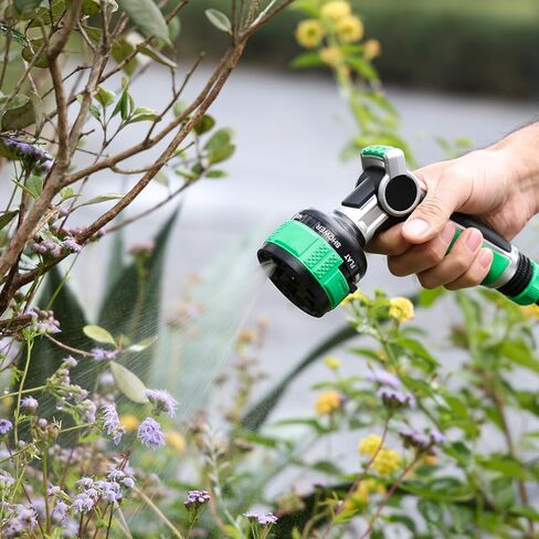 RESTMO Heavy Duty Garden Hose Nozzle, 9 Spray Patterns Water Hose Nozzle with Adjustable Spray Width & 2-Way Direction Control, High Pressure Hand Sprayer for Plants, Lawn, Car & Pet Washing in Kuwait