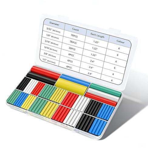 مجموعة أنابيب الانكماش الحراري 204 قطعة - مبطنة بمادة لاصقة 3:1، مقاومة للماء بدرجة بحرية، 6 ألوان و6 مقاسات لإصلاح الصناعة والسيارات والأسلاك والكابلات in Kuwait