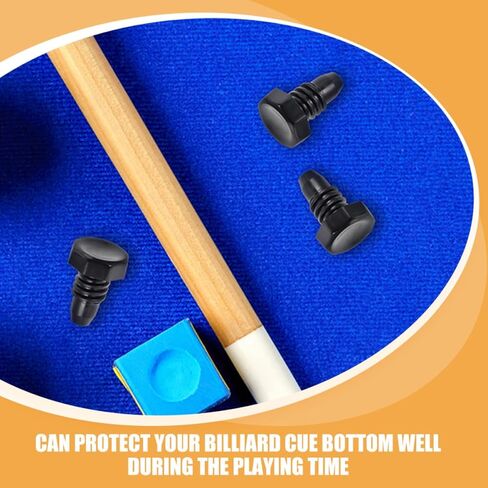 GARVALON 10pcs Plastic Billiard Cue Bottom Protectors Black Cylinder Pool Cue End Covers for Billiard Rod End Protection Replacement Plastic Bottom Plugs in Kuwait