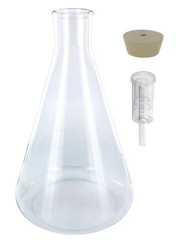 5000 ml Erlenmeyer Flask with 11.5 Stopper and Economy airlock in Kuwait