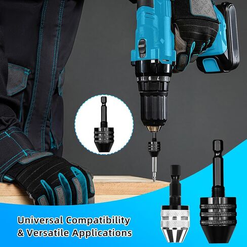 2 قطعة محول تشاك المثقاب بدون مفتاح 1/4 محول مثقاب سداسي الشكل Imapct لسائق الصدمات، محول تغيير سريع، محولات تمديد مثقاب الحفر في 0.3-6.5 مم، ملحقات أدوات 0.3-3.6 مم in Kuwait