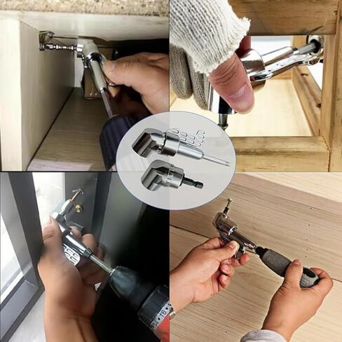 مجموعة محول مثقاب بزاوية قائمة 105 درجة، مجموعة تمديد زاوية السائق السداسية 1/4 بوصة للمفك والمثقاب، فضي in Kuwait