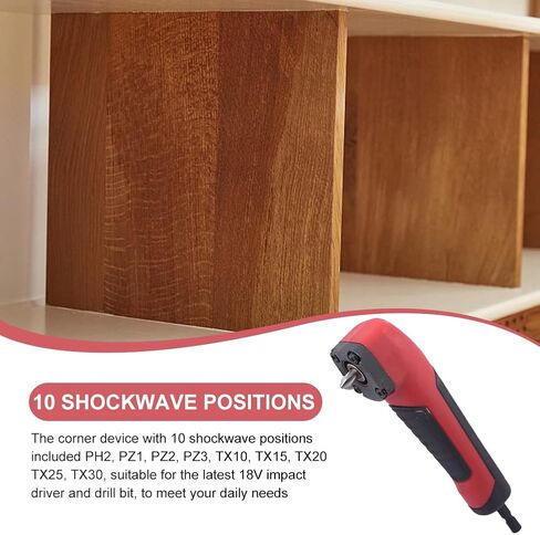 Right Angle Drill Bit Corner Adapter, Right Angle Attachment Impact Driver Drill Adapter for 18V Electric Screwdriver Repair, ABS Handle 90 Degree Corner Device(Black Red) in Kuwait