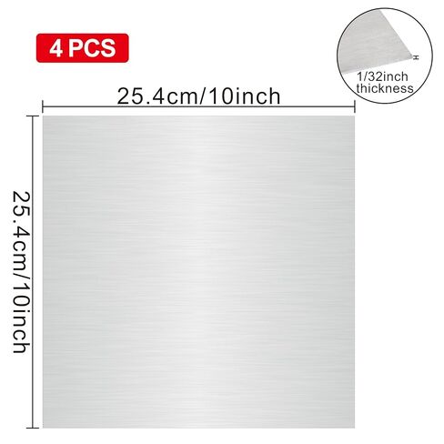 4PCS Stainless Steel Metal Sheets 10" x 10" x 1/32" Inch Metal Plates for Magnetic Mount Board Wall,430 Stainless Steel Shim Stock Plates for Crafting, Kitchen, Office(Thickness 0.8mm) in Kuwait