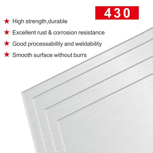 4PCS Stainless Steel Metal Sheets 10" x 10" x 1/32" Inch Metal Plates for Magnetic Mount Board Wall,430 Stainless Steel Shim Stock Plates for Crafting, Kitchen, Office(Thickness 0.8mm) in Kuwait