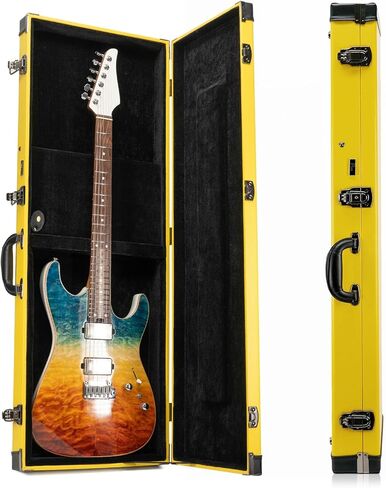 حافظة جيتار كهربائي صلبة، تناسب Fender Strat، Tele، والجيتار القياسي، هيكل صلب محمول للحماية من 4 طبقات مع مقبض مريح، قفل معدني آمن (أخضر) in Saudi Arabia