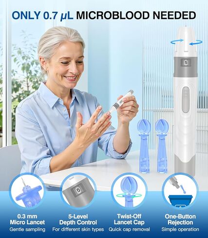 مجموعة مراقبة جلوكوز الدم من ميديلاكس، 100 شريط اختبار و100 مجموعة اختبار سكر الدم مع جهاز قياس السكر وجهاز الوخز، بدون ترميز، 500 جهاز مراقبة جلوكوز للتخزين للاستخدام المنزلي، واختبار مرض السكري in Kuwait