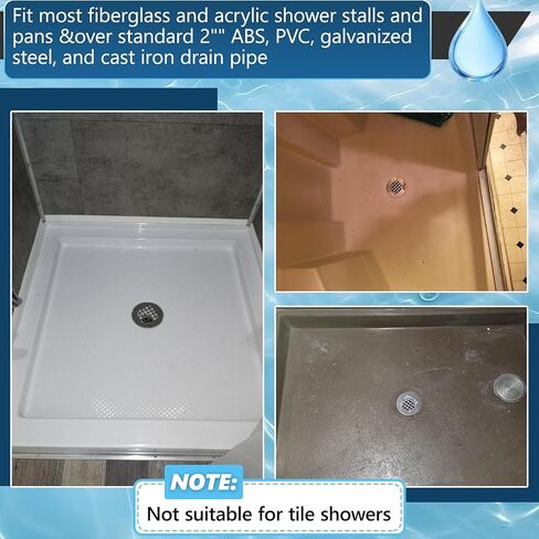 Shower Drain Replacement Kit for Fiberglass & Plastic Shower Pans, Installs from Top Only, Fit for 4"- 4 1/2" Drain Flange & 2" ABS, PVC, Galvanized Steel & Cast Iron Drain Pipes (Brushed Nickel) in Saudi Arabia