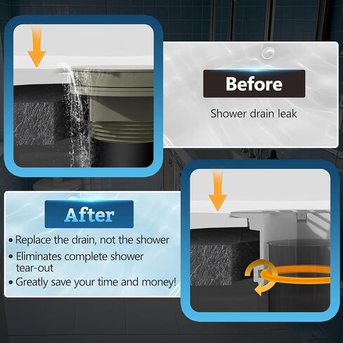 Shower Drain Replacement Kit for Fiberglass & Plastic Shower Pans, Installs from Top Only, Fit for 4"- 4 1/2" Drain Flange & 2" ABS, PVC, Galvanized Steel & Cast Iron Drain Pipes (Brushed Nickel) in Saudi Arabia