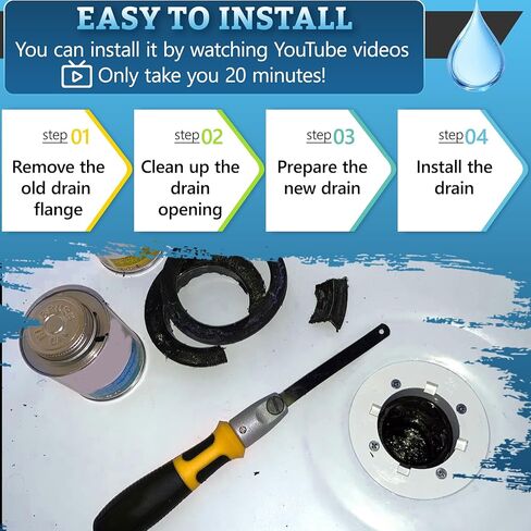 Shower Drain Replacement Kit for Fiberglass & Plastic Shower Pans, Installs from Top Only, Fit for 4"- 4 1/2" Drain Flange & 2" ABS, PVC, Galvanized Steel & Cast Iron Drain Pipes (Brushed Nickel) in Saudi Arabia