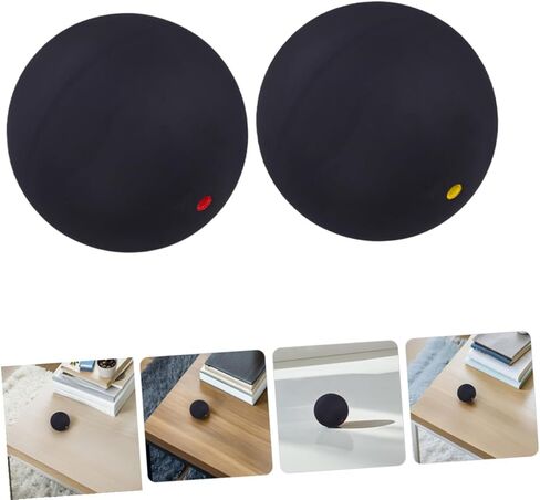 2pcs Rubber Squash Training Balls Single Red and Yellow Dot, Small Bounce Reaction Trainer for Beginner Hand-Eye Coordination, Indoor and Outdoor Squash Practice in Kuwait