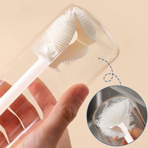 Cup Brush White Folding Brush Head Glass Cleaner Silicone Kitchen Cleaning Tool Drink Bottle in Saudi Arabia