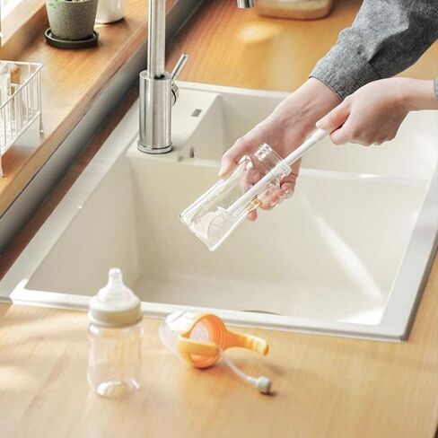 Cup Brush White Folding Brush Head Glass Cleaner Silicone Kitchen Cleaning Tool Drink Bottle in Saudi Arabia