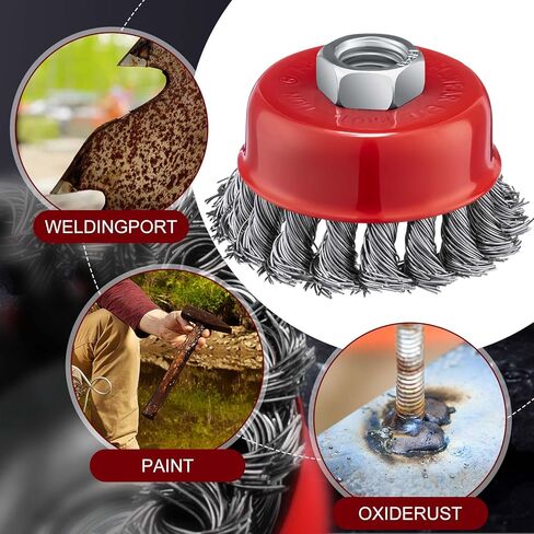 Tandefio 36 Pcs 3 Inch Wire Wheel Cup Brush with 5/8"-11 Threaded Arbor for 4 1/2 Angle Grinder Knotted Wire Cup Brush for Heavy Cleaning Rust Removal in Saudi Arabia