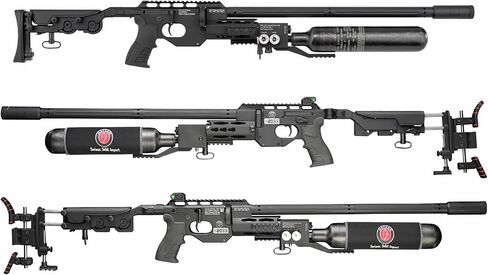 Hatsan TacBoss .25 Cal 905 FPS 37 FPE 14-Shot PCP بندقية هوائية سوداء، حركة رافعة جانبية، أسطوانة هواء 580cc، أجهزة قياس ضغط مزدوجة، تقنية QE مع Wearable4U 150x .25cal كريات ومنظار مع حزمة حوامل in Saudi Arabia
