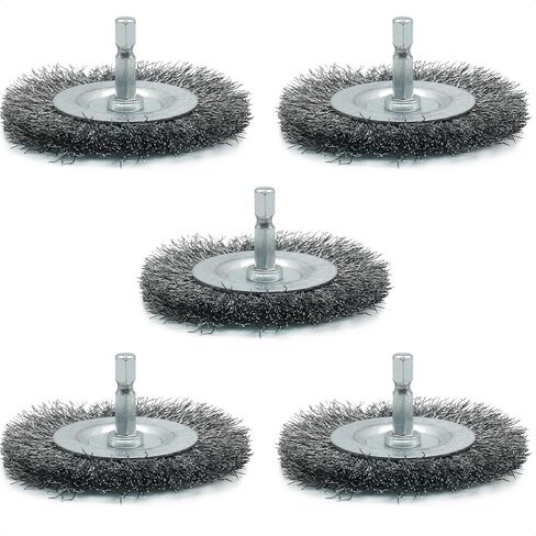 مجموعة 9 قطع من فرش الأسلاك للمثقاب، فرشاة تجعيد سلكية من الفولاذ الكربوني الخشن مع ساق سداسية مقاس 1/4 بوصة لإزالة الصدأ الشديد وتقشير الطلاء وكشط السطح in Kuwait
