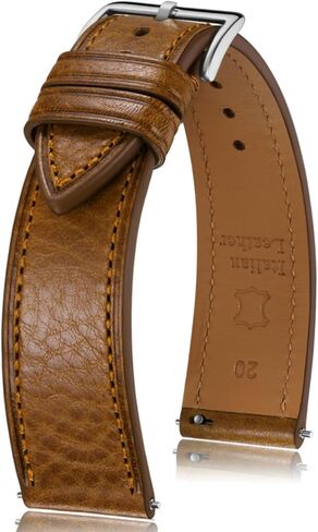 Getalia Italian leather Watch Band Tuscany Natural Vegetable-Tanned Full Grain Genuine Leather,18mm 19mm 20mm 21mm 22mm Quick Release Replacement Watch Straps for Men and Women Thin and Soft in Kuwait