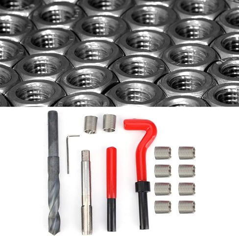 Brrnoo Thread Inserts, 15 Pcs, M14x1.5 Female Thread Repairing Accessory, Efficient Rethreading Kit, Thread Repair Sleeve, Tool for All Drill Helicoil Repair Kit Tasks in Saudi Arabia
