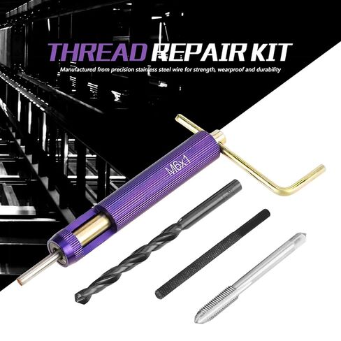 Wire Thread Insert Kit, M6 Stainless Steel Wire Thread Insert Combination Tool Set Thread Repair Kit for Soft Woods of Pine, Plywood, Fiberboard in Saudi Arabia