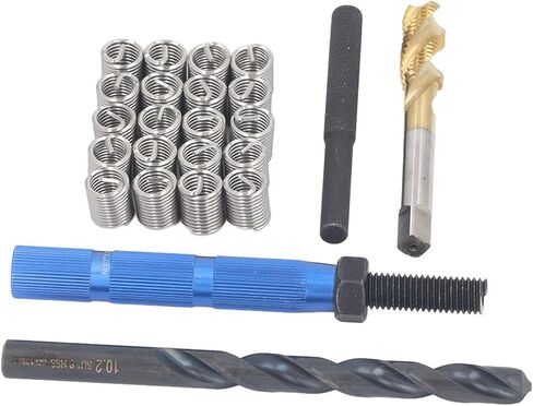 طقم إصلاح الخيوط المترية M10 x 1.5 x 2D، 24 قطعة من الفولاذ للمعادن الناعمة، قوة اتصال محسنة، امتصاص الاهتزاز، مضاد للارتخاء in Saudi Arabia