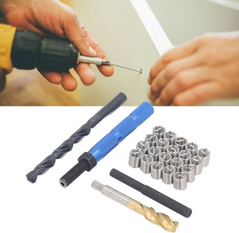 طقم إصلاح الخيوط المترية M10 x 1.5 x 2D، 24 قطعة من الفولاذ للمعادن الناعمة، قوة اتصال محسنة، امتصاص الاهتزاز، مضاد للارتخاء in Saudi Arabia