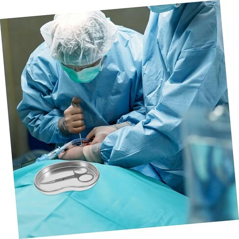 Cabilock Stainless Steel Dental Tray Curved Procedure Tray for Tooth Extraction Tool Organizer Lid and Handle Silver in Saudi Arabia