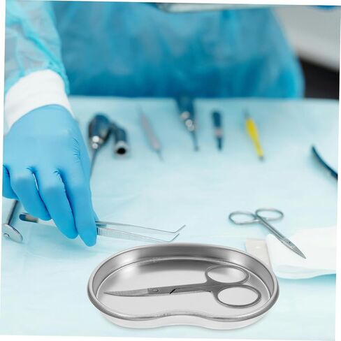 Cabilock Stainless Steel Dental Tray Curved Procedure Tray for Tooth Extraction Tool Organizer Lid and Handle Silver in Saudi Arabia