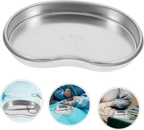Cabilock Stainless Steel Dental Tray Curved Procedure Tray for Tooth Extraction Tool Organizer Lid and Handle Silver in Saudi Arabia