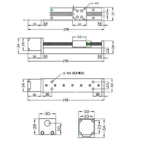 T-Type Mini Sliding Table 50/100/150/200mm for Linear Rail Guide with Nema11 28mm Stepper Motor for CNC 3D Printer in Saudi Arabia