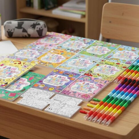 Gueevin 48 PCS كتب تلوين القوس الوردي مع تلوين تلوين للطفل سن 8-12 دروس دراسية في الفصول الدراسية النشاط الفتيات الفتيات هدايا عيد ميلاد للأطفال الابتدائية التخرج من هدايا الفصول الدراسية in Kuwait