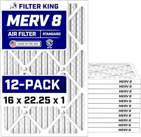 Filter King 20x20x1 Air Filter (MERV 8) (12-Pack) Dust & Allergy Control AC Furnace Filters, MADE IN USA, HVAC, Pleated, Electrostatic (Actual Size: 19.5 x 19.5 x .75) in Saudi Arabia
