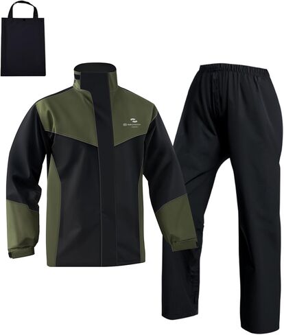 Rain Suit Men's Waterproof Rain Jacket and Pant Packable Outdoor Lightweight Raincoat with Hood for Golf Cycling in Kuwait
