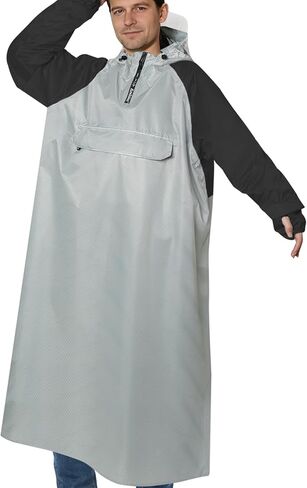 Hooded Rain Ponchos for Adults with Pocket & Zipper, Unisex Reusable Lightweight Raincoat Jacket for Hiking, Camping, Outdoor in Kuwait