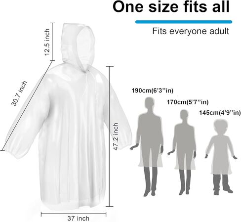 معاطف مطر للاستعمال مرة واحدة للبالغين - مجموعة معاطف مطر للطوارئ للنساء والرجال مع غطاء رأس برباط in Kuwait