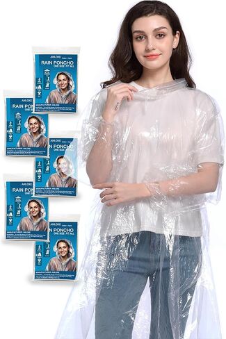 معاطف مطر للاستعمال مرة واحدة للبالغين - مجموعة معاطف مطر للطوارئ للنساء والرجال مع غطاء رأس برباط in Kuwait