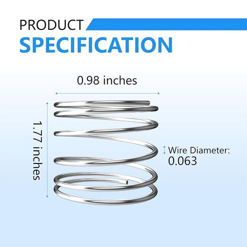 5 Pack Heavy-Duty Compression Springs, 1.6mm Wire × 25mm OD × 45mm Length, Strong Stainless Steel Springs for Machinery, Equipment, Industrial Repair in Kuwait