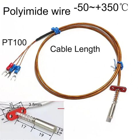 PT100 لوحة من نوع نهاية الوجه المقاومة الحرارية WZPM-201 مستشعر درجة الحرارة سلك PTFE 1 قطعة (سلك فضي 4 متر) in Kuwait
