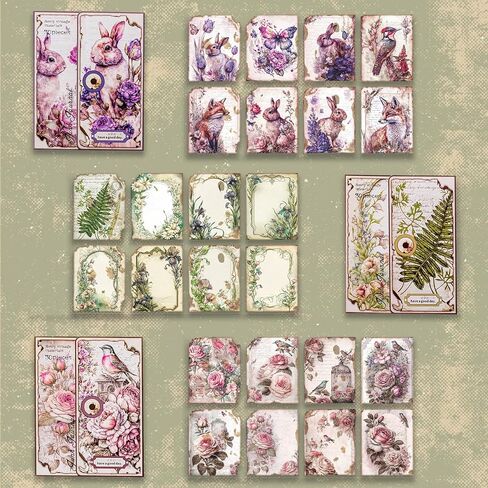 Siblymona 90pcs ورقة decoupage العتيقة للحرف اليدوية - ورقة أرز نباتية خمر 3.9x5.5 بوصة Scrapbook Junk Journal Supplies (MJhy ، A) in Kuwait