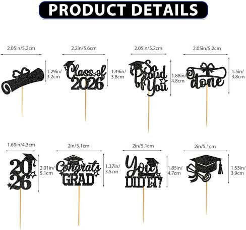 Graduation Cupcake Toppers 2025 Graduation Decorations Class of 2025 Cupcake Picks 2025 Cupcake Toppers Grad Party Decorations 2025 (40Pcs Blue Glitter) in Kuwait