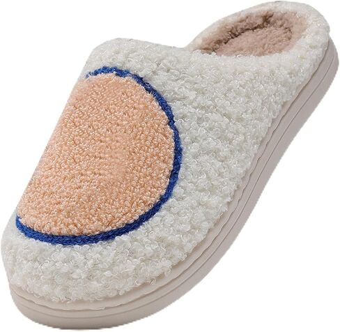 COVS Cute Kids Smile Face Slippers for Girls Boys Soft Plush Non-Slip Toddler House Slippers Little kids smile slippers Indoor Outdoor in Kuwait