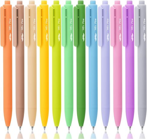 Mr. Pen- Retractable Gel Pens for Journaling, 12 Pack, Assorted Color Ink(Sweet Haze), Fast Dry, Colorful & Soft grip Barrels, Smooth Writing, 0.5mm Fine Point Aesthetic Pens in Kuwait