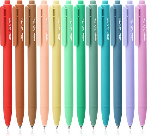 Mr. Pen- Retractable Gel Pens for Journaling, 12 Pack, Assorted Color Ink(Sweet Haze), Fast Dry, Colorful & Soft grip Barrels, Smooth Writing, 0.5mm Fine Point Aesthetic Pens in Kuwait