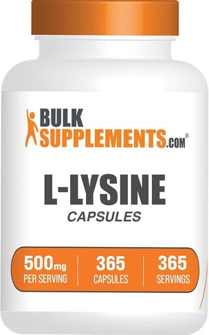 BulkSupplements.com كبسولات L-Lysine HCl - مكمل ليسين، حمض أميني أساسي - خالي من الغلوتين، كبسولة واحدة (500 مجم)، لكل وجبة 365 عددًا (عبوة من قطعة واحدة) in Saudi Arabia