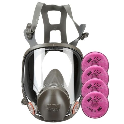 3M Respirator Kit, Full Face 6800, Reusable, Medium, Plus 4 Particulate Filters 2097, P100 for Mold Remediation, Dust, Lead, Asbestos in Kuwait