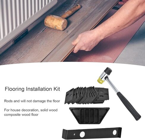 طقم تثبيت الأرضيات أداة صفائحية مع مطرقة مطاطية شريط سحب كتلة التنصت 20 قطعة الفواصل لتحسين المنزل in Saudi Arabia