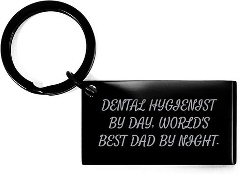 Professional Dental Hygienist Engraved Keychain Gifts for Him - Funny Dental Hygiene Quote - Stainless Steel Birthday Unique Gifts from Dad to Son in Saudi Arabia