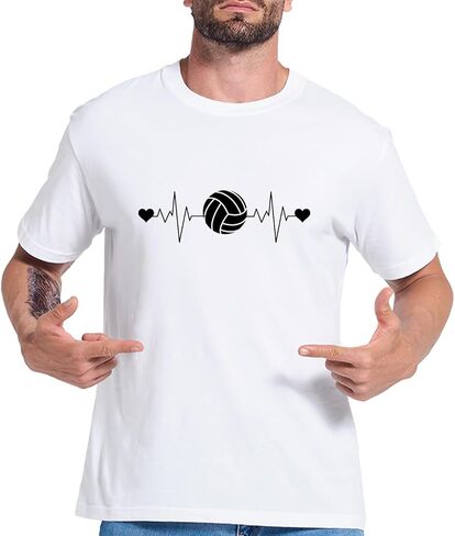 Volleyball Heartbeat Shirt Funny Heartbeat Volleyball Player Gift Ideas T-Shirt Men Women Volleyball Lover T-Shirt in Saudi Arabia