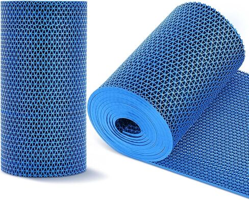 12in x 10ft Ground Pool Drainage Mat Non Slip Flooring Mats 0.2'' Thick Walkway Pool Floor Protector Mat Drainage PVC Swimming Bathroom Rubber Cushion for Protecting Lawn(Blue) in Saudi Arabia