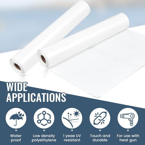 Geyoga 14' x 100' White Boat Shrink Film 7 Mil Thick Polyethylene Plastic Shrink Wrap for Use with Heat Gun Ldpe Marine Wrap Boat Film Plastic Sheeting for Protection and Storage in Saudi Arabia